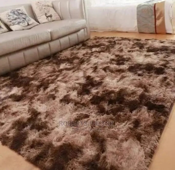 5*8 Patched Brown Soft Fluffy Carpet