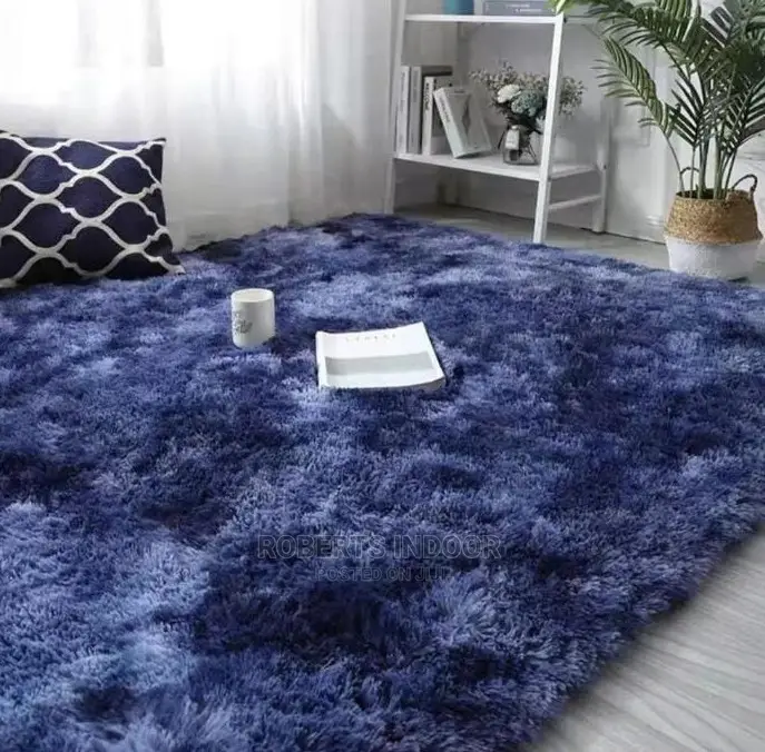 7*8 Navy Blue Patched Soft Fluffy Carpet