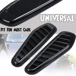 2pcs Plastic Car Hood Scoop Gloss Black Bonnet Ait Vent