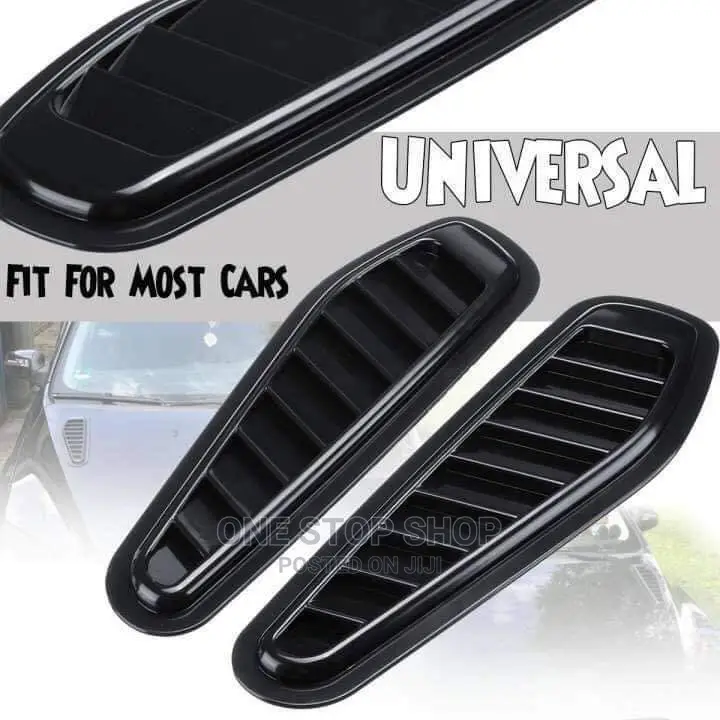 2pcs Plastic Car Hood Scoop Gloss Black Bonnet Ait Vent