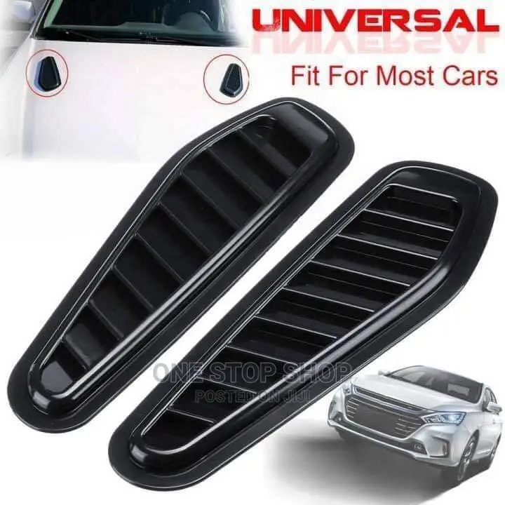 2pcs Plastic Car Hood Scoop Gloss Black Bonnet Ait Vent