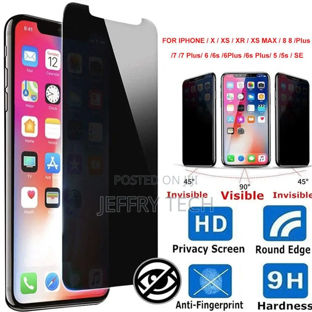 9H HD Privacy Screen Protector for iPhone X Xs Xr 8/7/6/6s P
