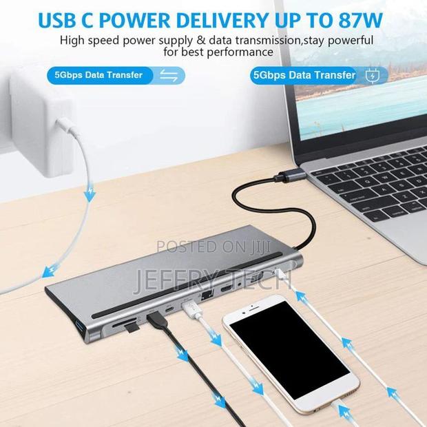 11in 1 HUB Type-C Multi- USB Port 4K HDMI Adapter Dock RJ45 - thumbnail 2