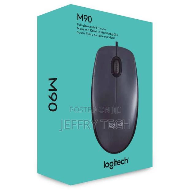 Logitech M90 Wired Ambidextrous Optical USB Mouse - Black - main view