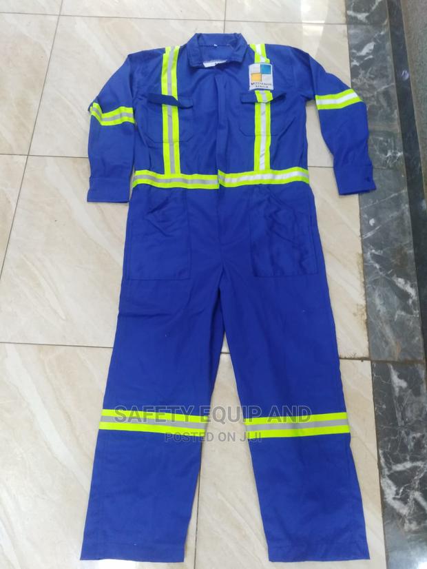 Royal Blue Safety Overalls With Reflective Stripes
