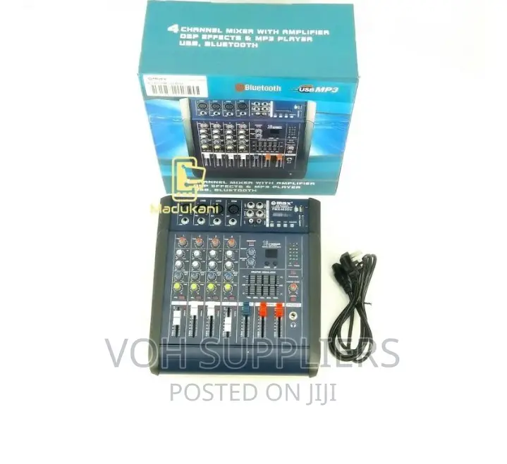 Max PMX402DU 4 Channel Powered Mixer Mixing Console Bluetoot