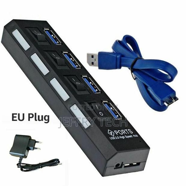 USB Hub 3.0 7 Ports Splitter 5 Gbps Portable on Off Switch C