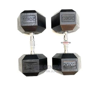 A Pair of 20kg Rubber Coated Hexagonal Dumbbell - thumbnail 2