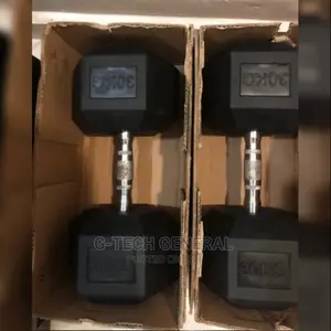 Generic Hexagon Rubber Coated Dumbbells-30kg Pair