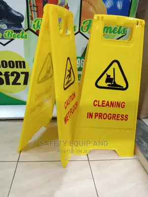 Caution Stands for Cleaning in Progress