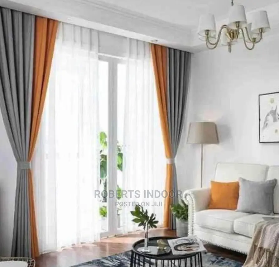 Orange and Grey House Curtain