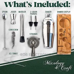 10 Pcs Mixologist Bartender Kit With Stylish Bamboo Stand