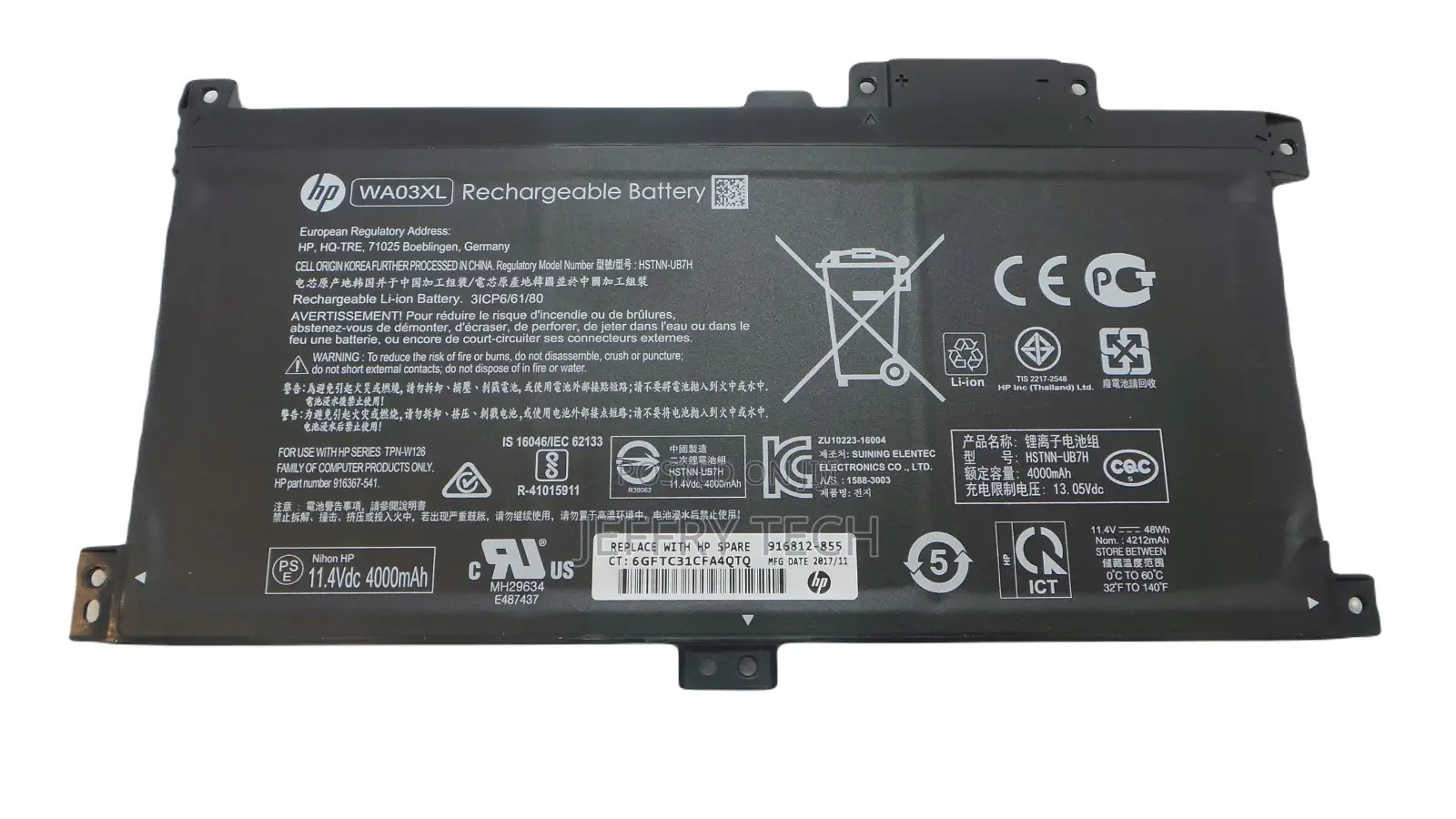 HP Wa03xl Battery HP HP Pavilion 15-Br 916367-541