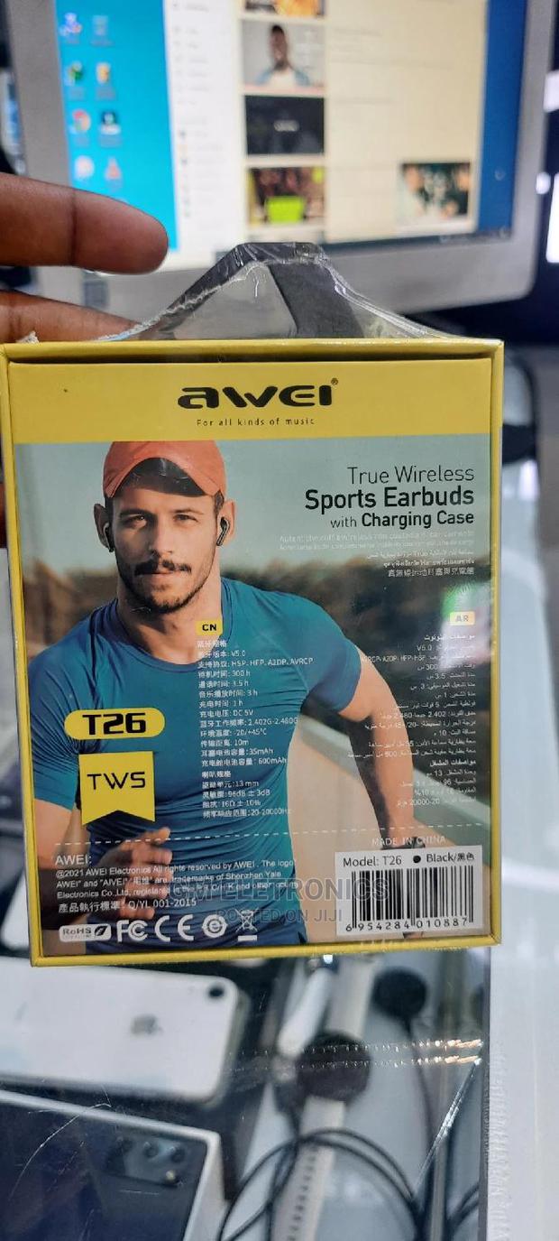 Original Awei T26 Wireless Sport Earbud With Charging Case - thumbnail 2