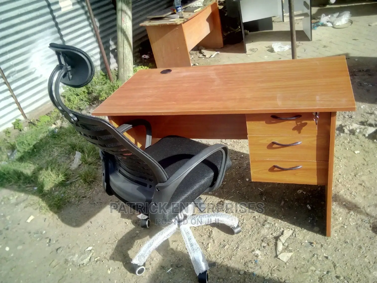 1.2 Meters Office Desk Plus High Back Reclining Office Chair