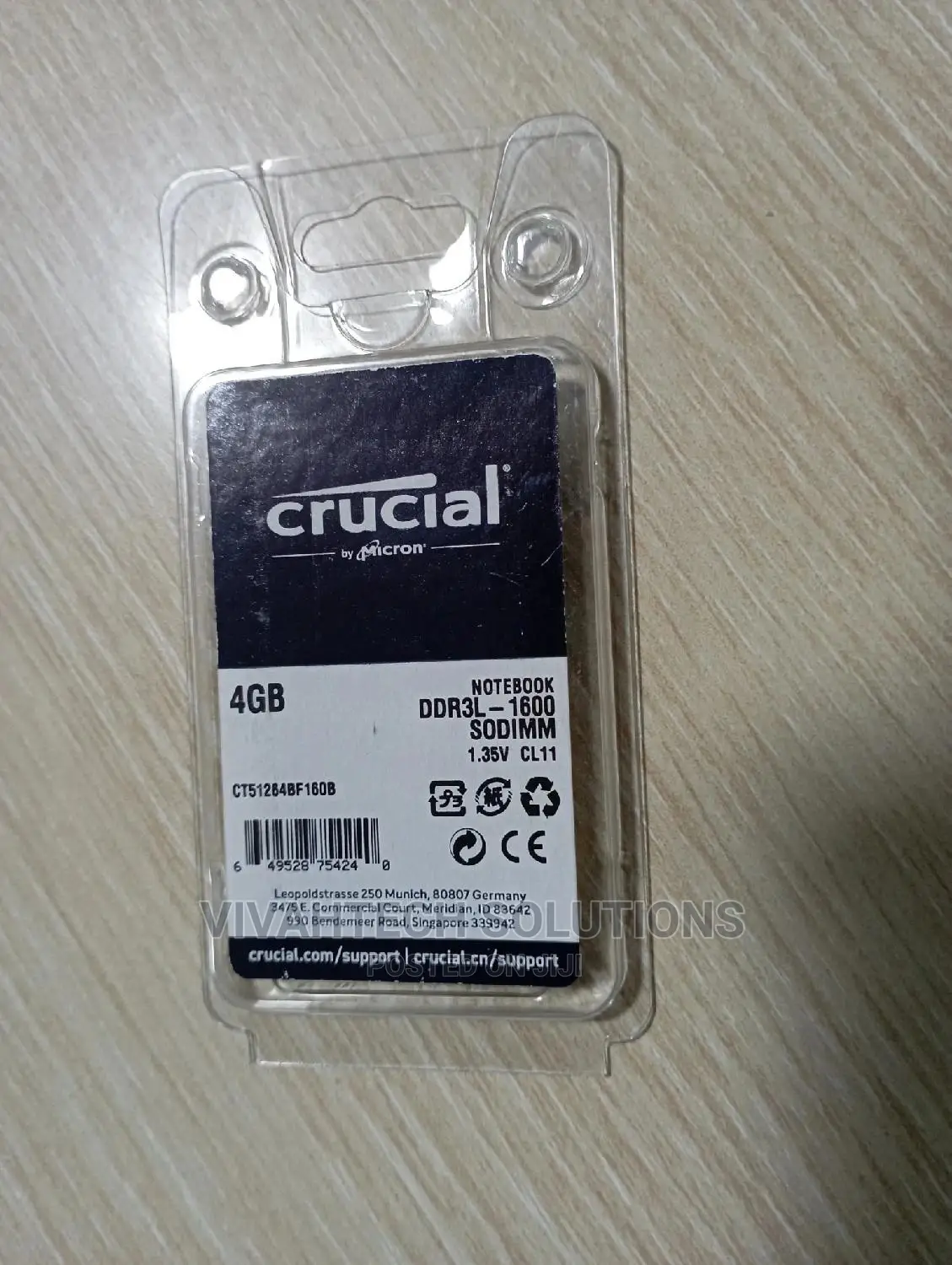 Crucial Laptop RAM DDR3L 4GB 1600