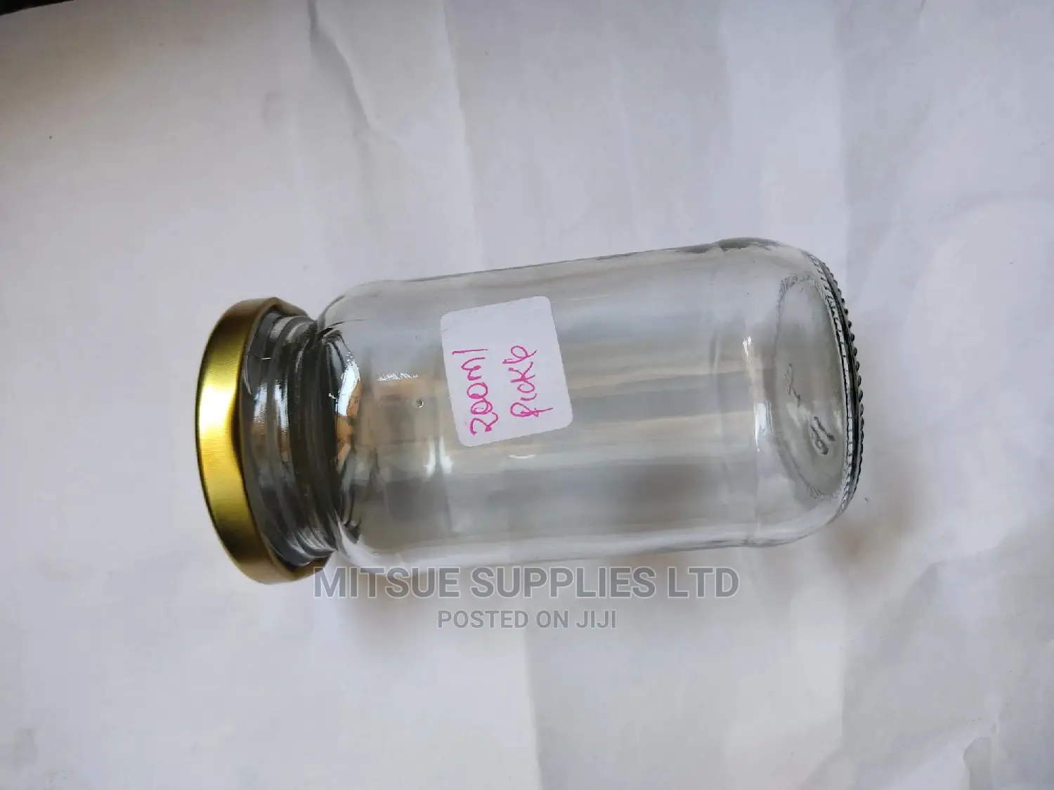 A Box of 50 Pickle/Mason/Glass Jars- 200ml With Gold Lids