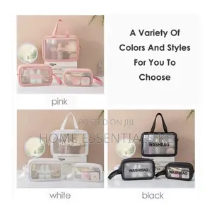 3 in 1 Waterproof Cosmetics/Wash Bags Black, Pink, White