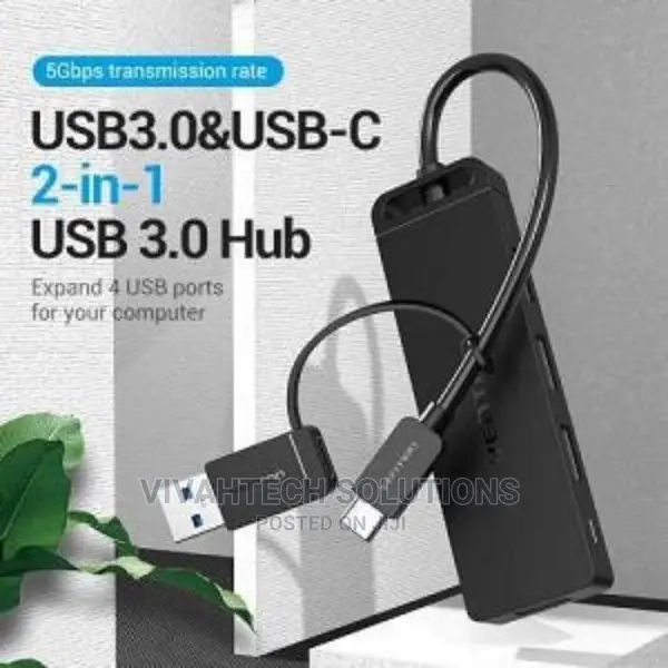 Vention 4-Port USB 3.0 Hub With Type C USB 3.0 2-in-1