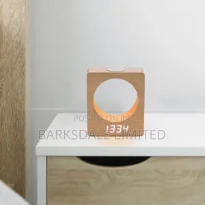 Digital LED Wood Alarm Clock Touch Night Light Table Bedside