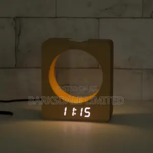 Digital LED Wood Alarm Clock Touch Night Light Table Bedside