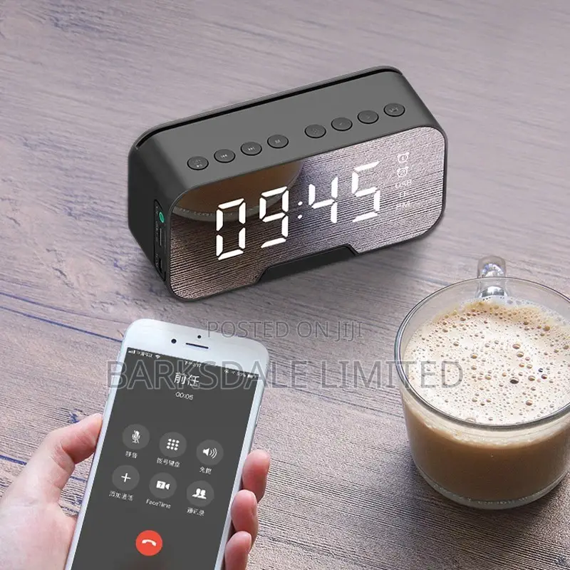 Clock Rechargeable Digital LED Alarm Bluetooth Speaker TFT