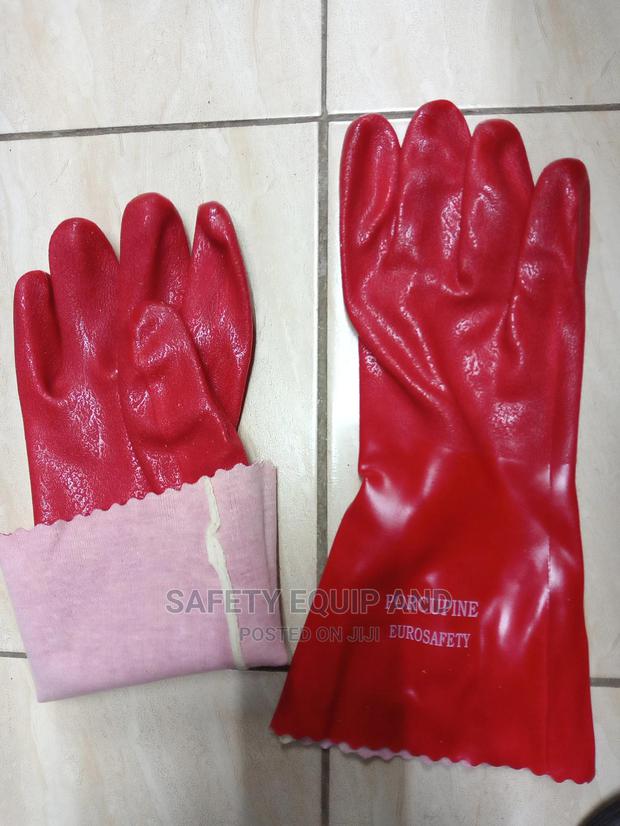 Red PVC Gloves With Cotton Lining
