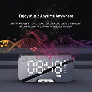 Clock Rechargeable Digital LED Alarm Bluetooth Speaker TFT