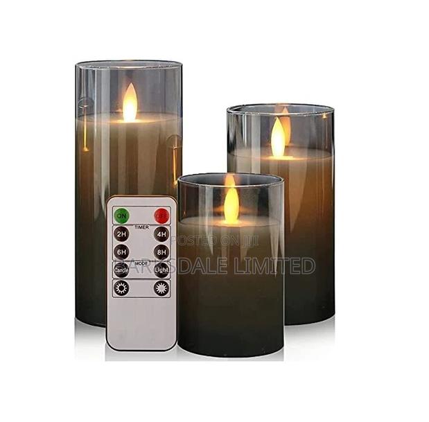 LED Flameless Candle Premium Black Glass With Remote Control