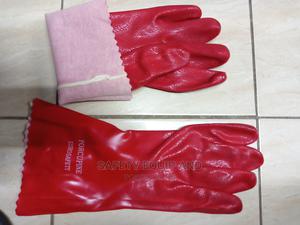 Gloves! Red PVC With Inner Lining - thumbnail 2