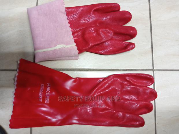 Gloves! Red PVC With Inner Lining - main view