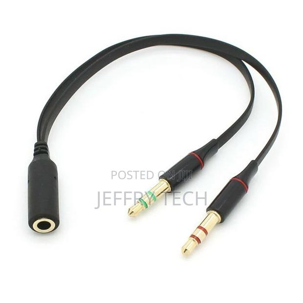 Dual 3.5mm Male to Single Female Headphone Microphone Audio - main view
