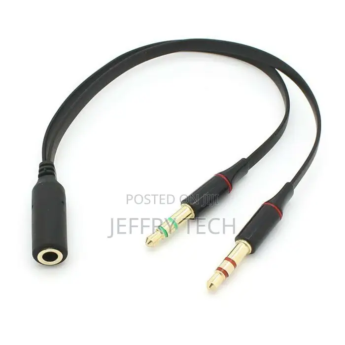 Dual 3.5mm Male to Single Female Headphone Microphone Audio