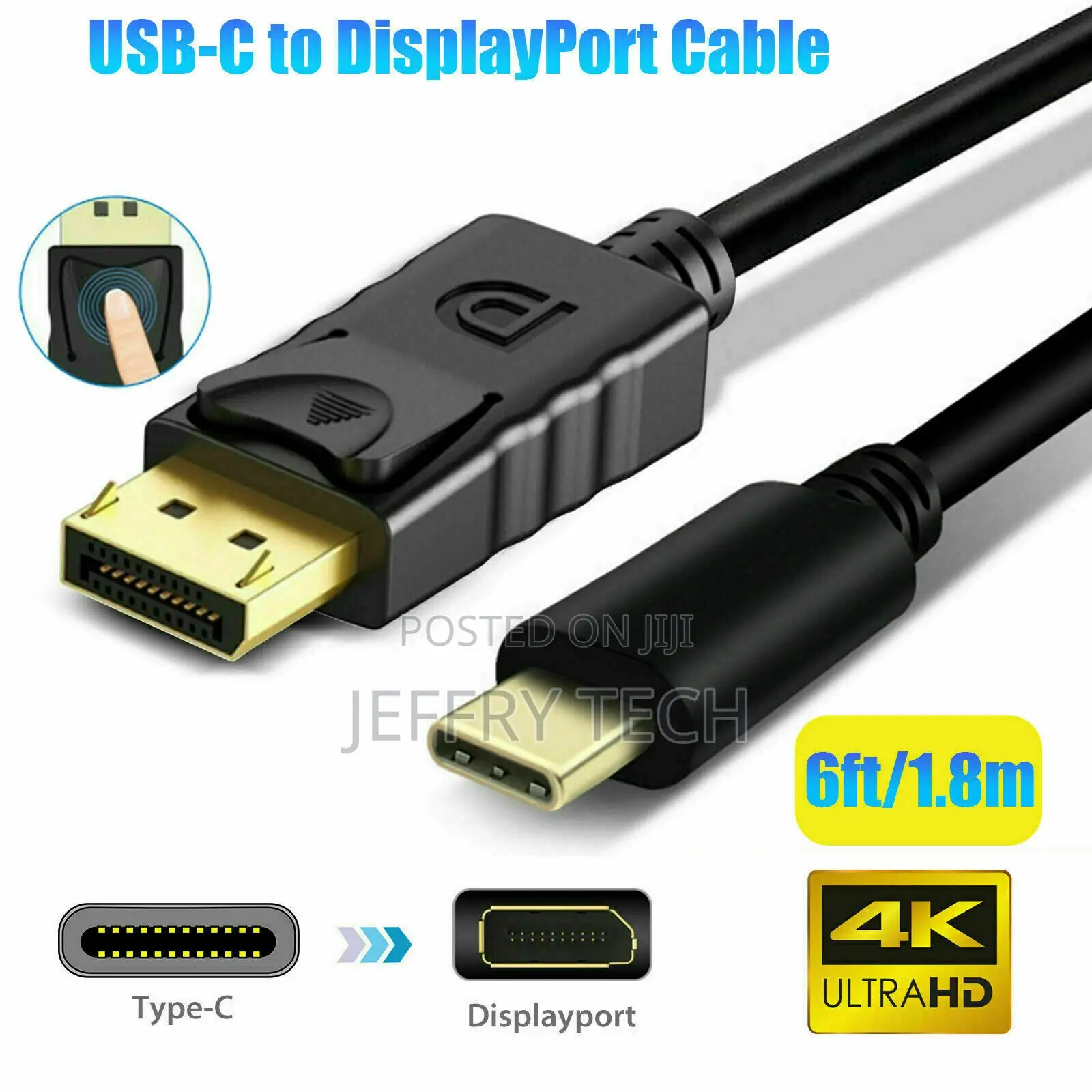 USB-C to Displayport Cable 4K Type-C Convert Standard DP 6ft