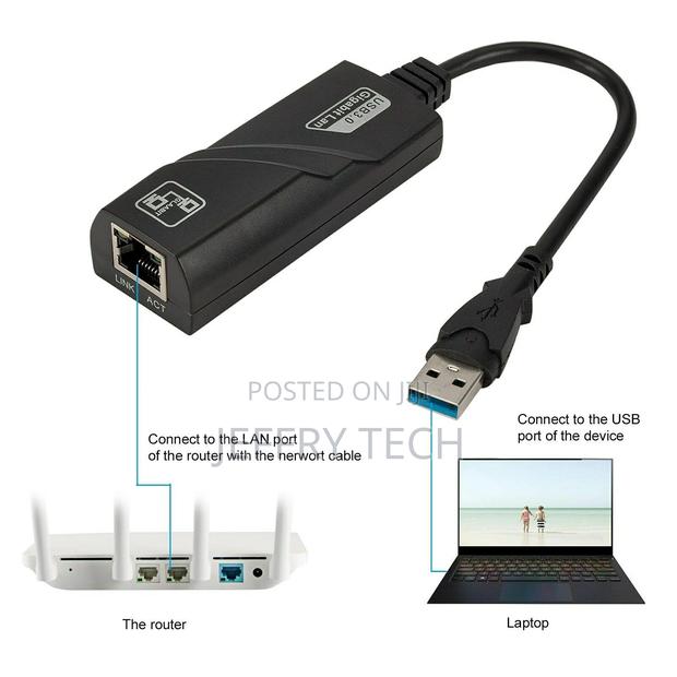 Wired Network Adapter Usb 3.0 to Gigabit Ethernet Rj45 Lan 1 - thumbnail 3