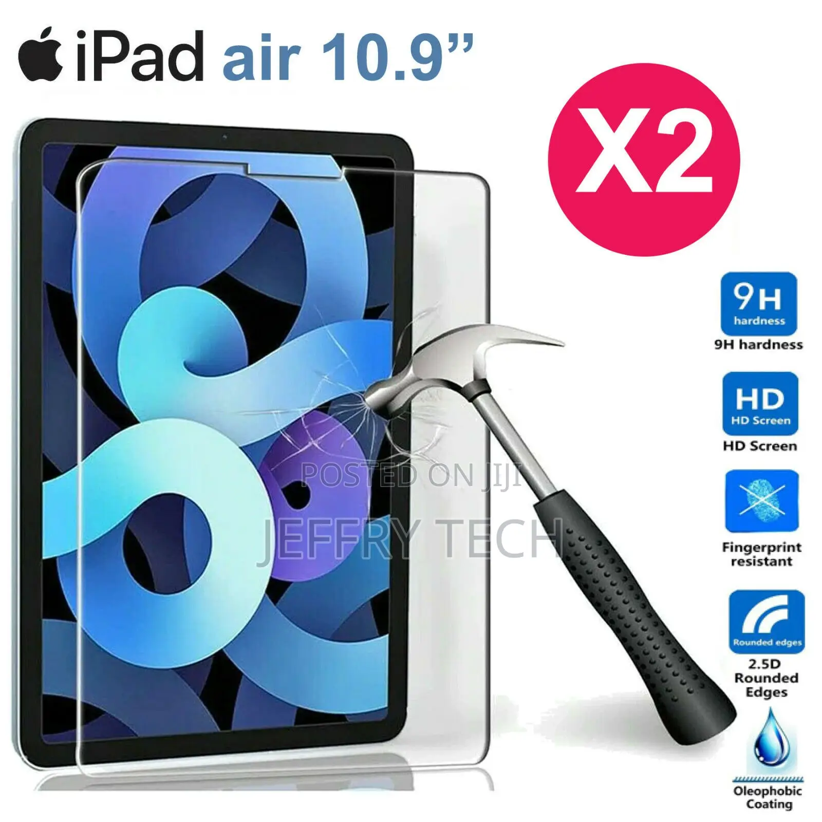 X2 Full Tempered Glass for Apple iPad Air 4 10.9 Inch Screen