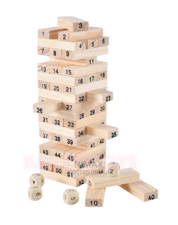 Jenga Tower Large- 54 Pcs Wooden Number Stacking Block / - thumbnail 3