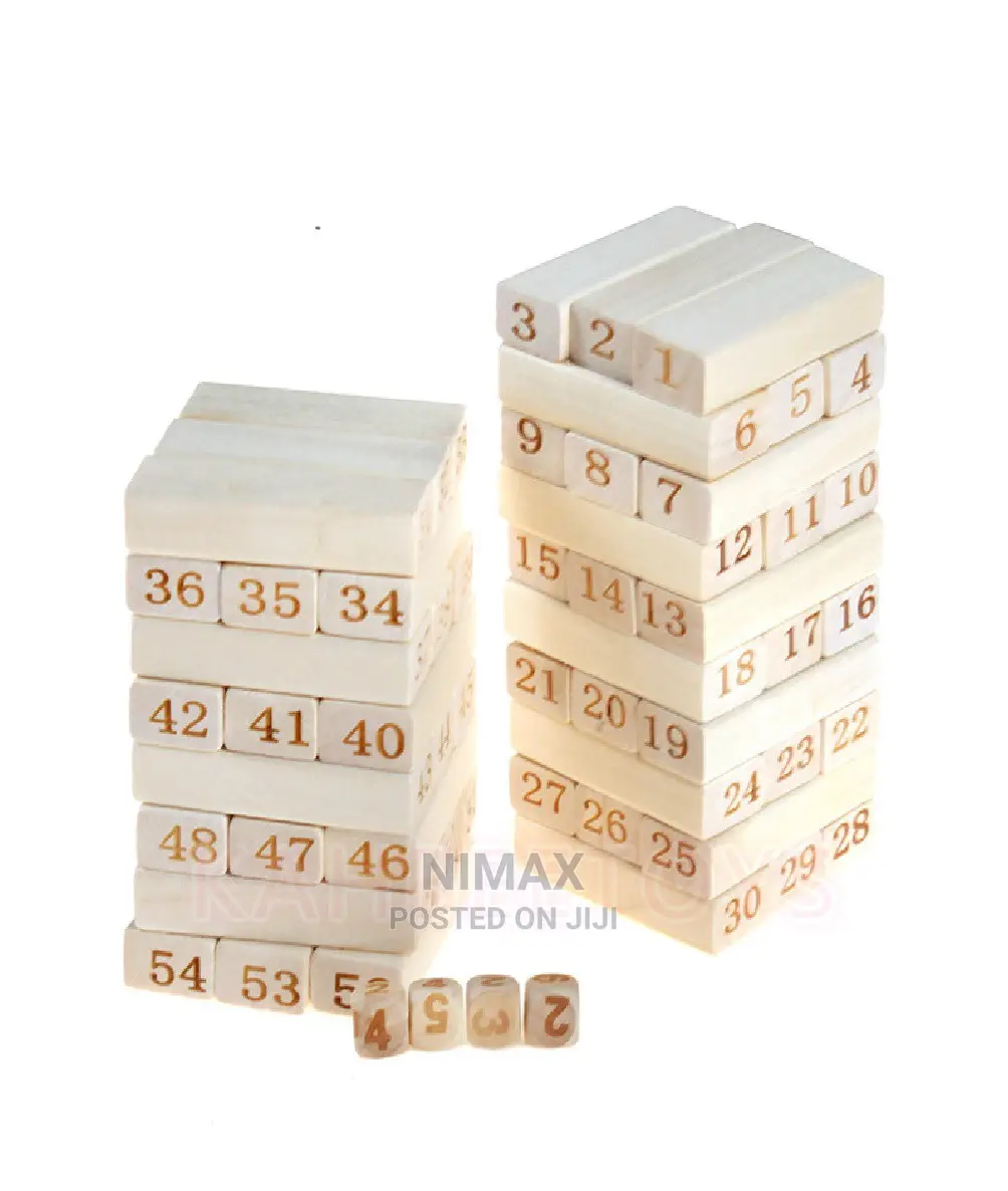 Jenga Tower Large- 54 Pcs Wooden Number Stacking Block /