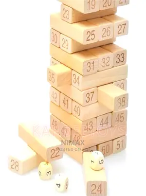 Jenga Tower Large- 54 Pcs Wooden Number Stacking Block /