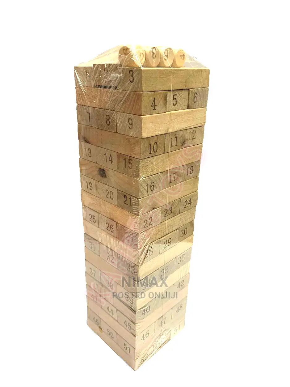 Jenga Tower Large- 54 Pcs Wooden Number Stacking Block /