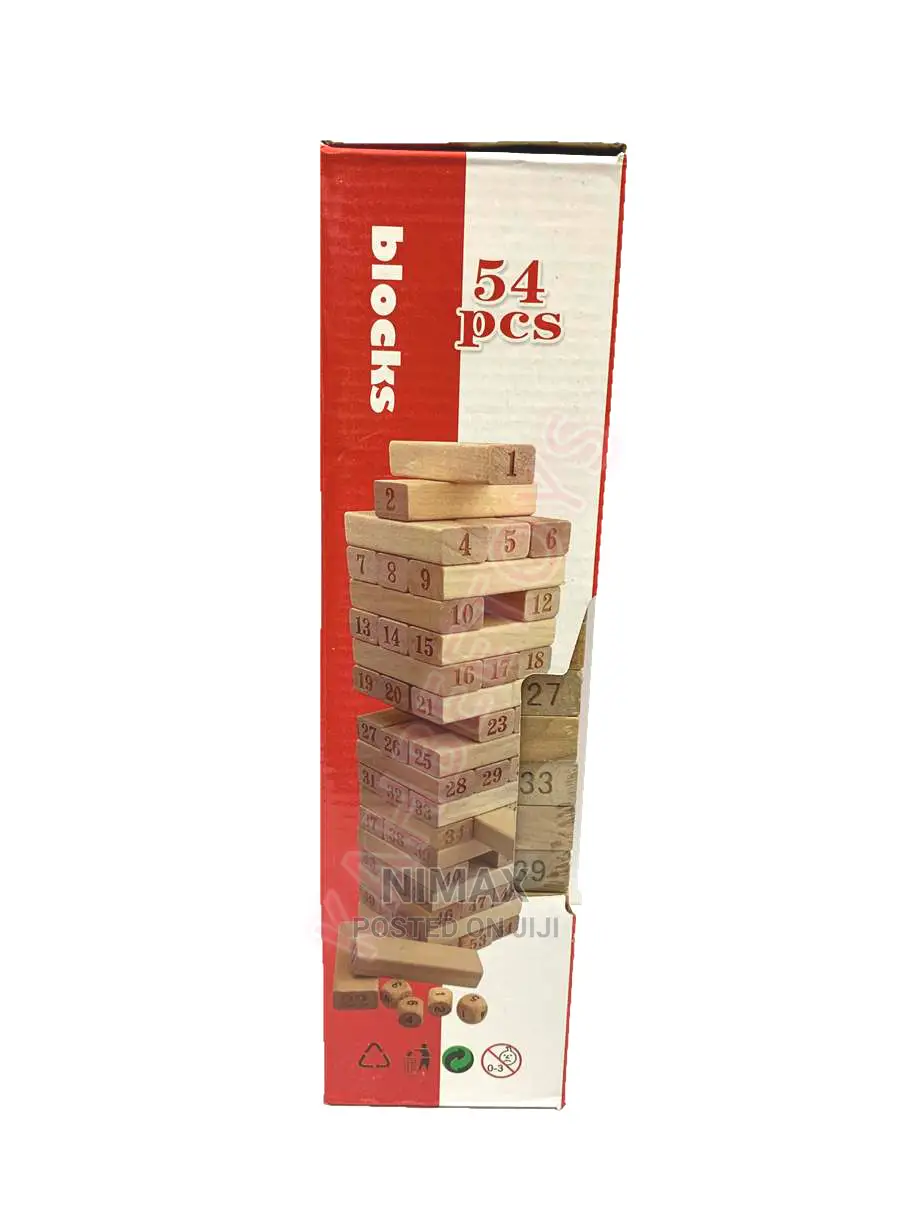 Jenga Tower Large- 54 Pcs Wooden Number Stacking Block /