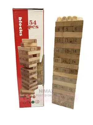 Jenga Tower Large- 54 Pcs Wooden Number Stacking Block /