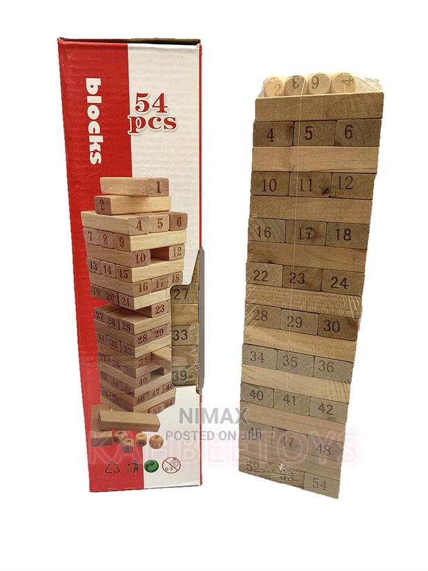 Jenga Tower Large- 54 Pcs Wooden Number Stacking Block / - thumbnail 2