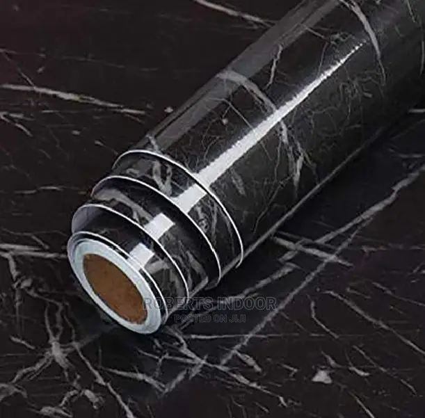 Black Detailed Marble Contact Paper