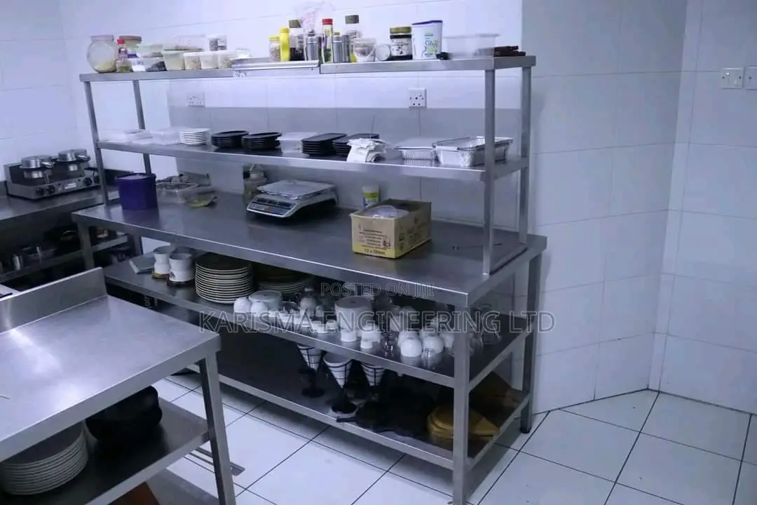 Stainless Steel Working Table Top With Overs Undershelves