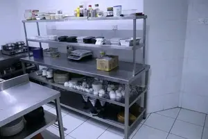 Stainless Steel Working Table Top With Overs Undershelves
