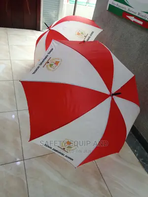 White and Red Safety Rain Umbrellas