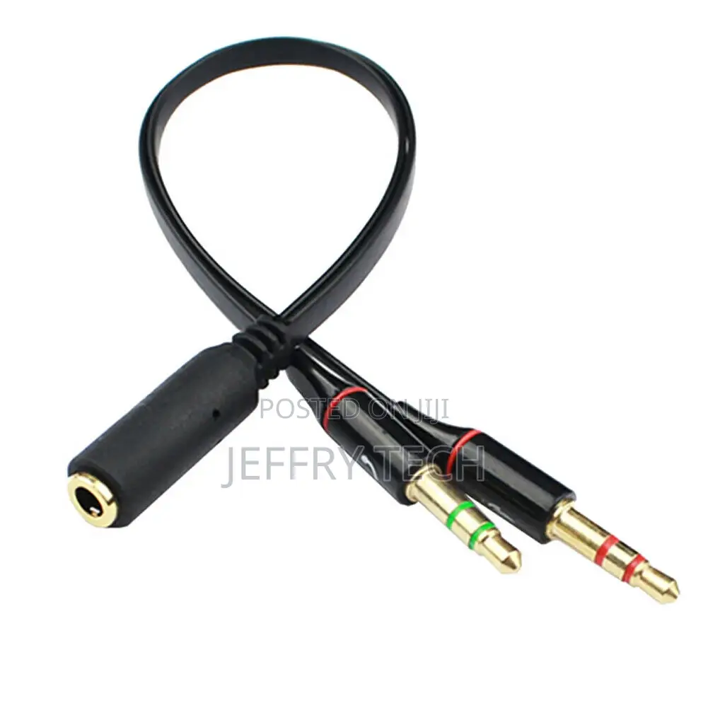 20cm 3.5mm Stereo Socket on 2x Jack Plug PC Headphones + Mic