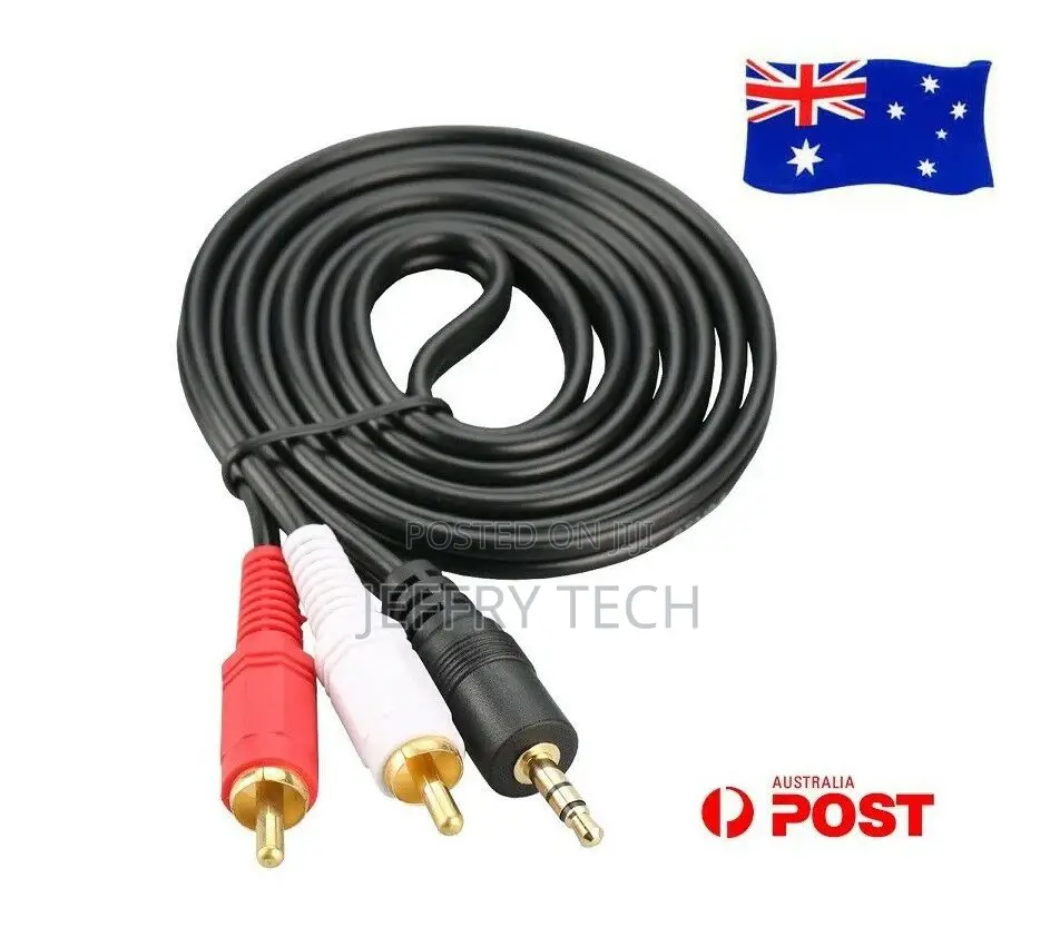 Aux 3.5mm Male Plug to 2RCA Stereo Audio Cable Lead for Sams
