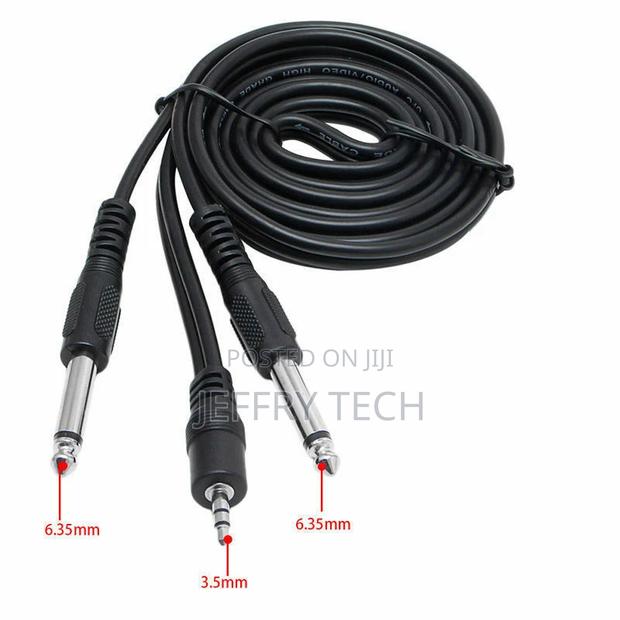 Twin Male 1⁄4 Inch Mono Jack to Stereo 1/8 3.5mm Audio